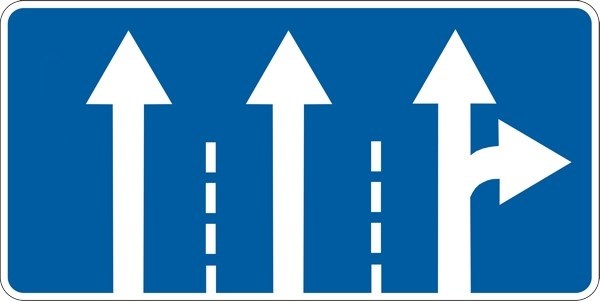 Таблички 5. 8. 1 и 5. 8. 2 «Направление движения по полосе».