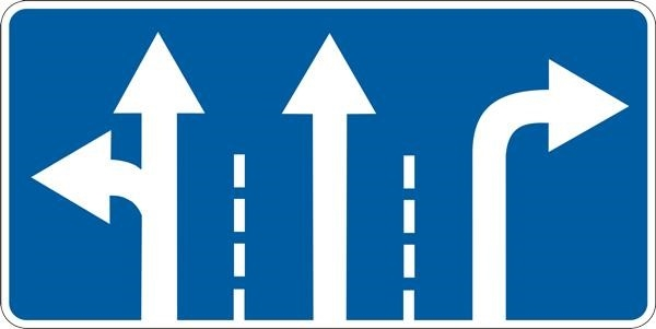 Таблички 5. 8. 1 и 5. 8. 2 «Направление движения по полосе».